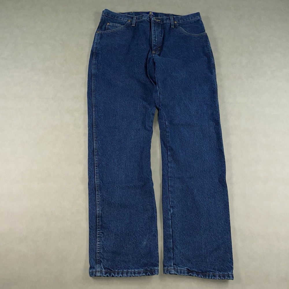 Wrangler 47MWZ Flannel Lined Jeans Men's 36x34 Regular Fit Cowboy Cut Dark Wash